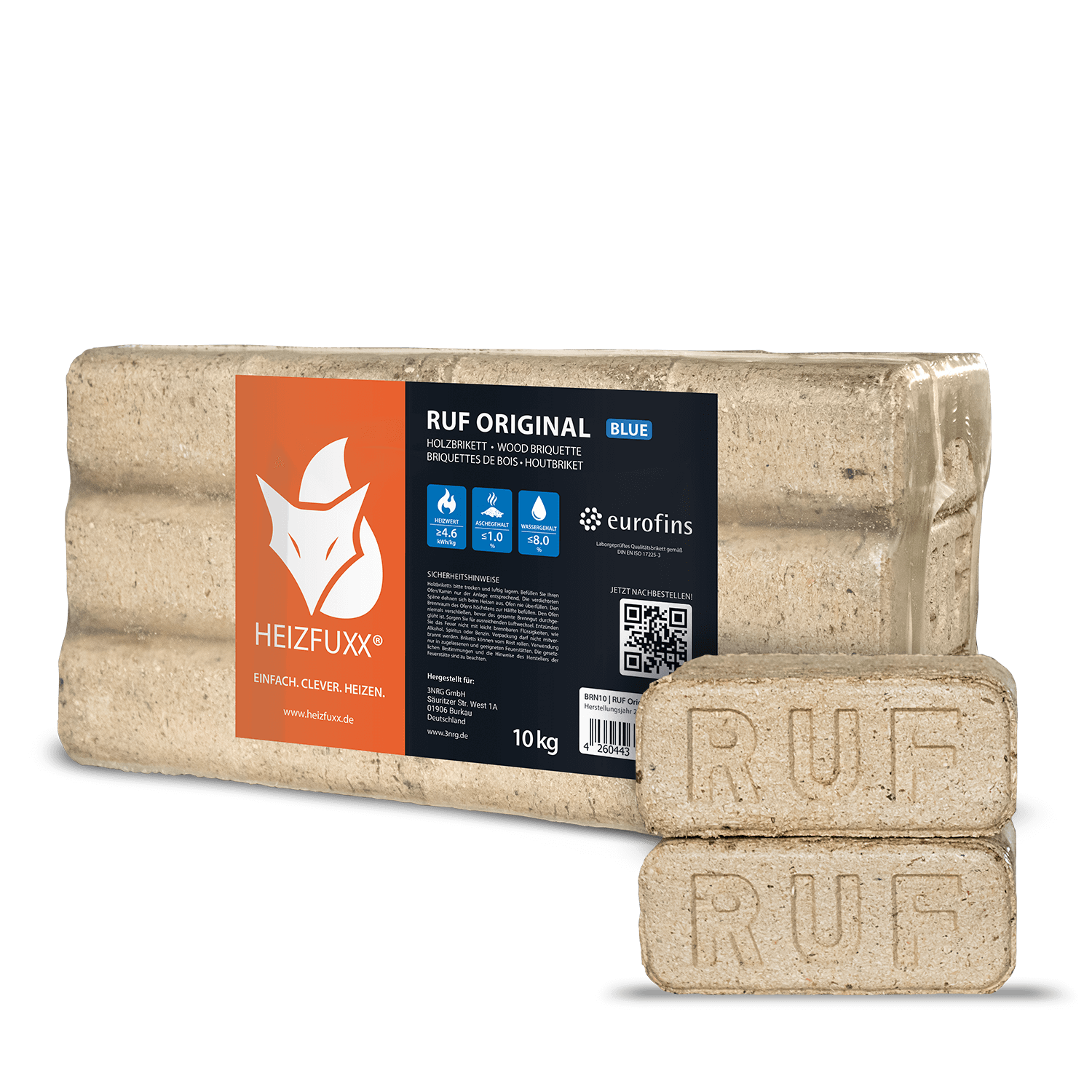 RUF Original Blue Holzbriketts in Premiumqualität – 96 × 10 kg