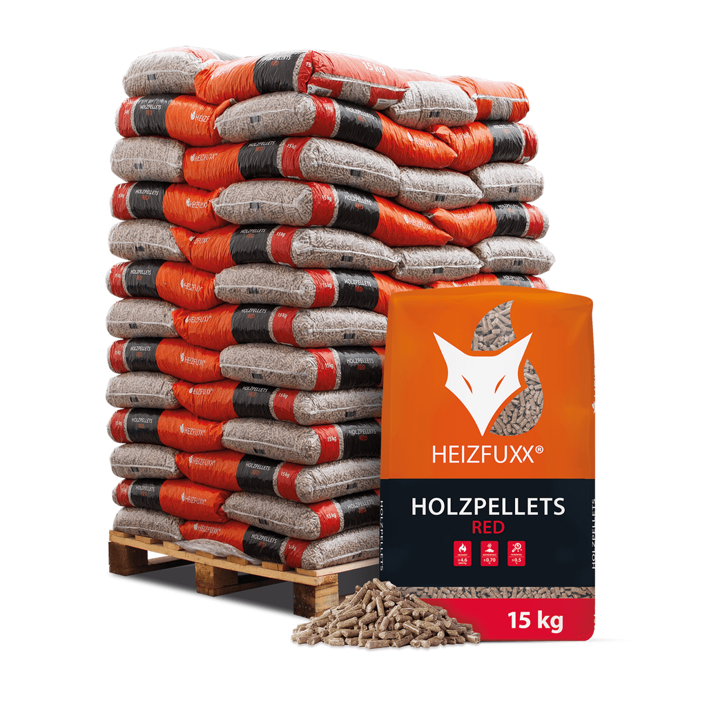 Holzpellets Red in Premiumqualität – Hartholzpellets – 65 × 15 kg