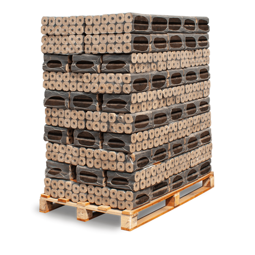 Achteckige Hartholzbriketts mit Zugloch – Palette 960 kg