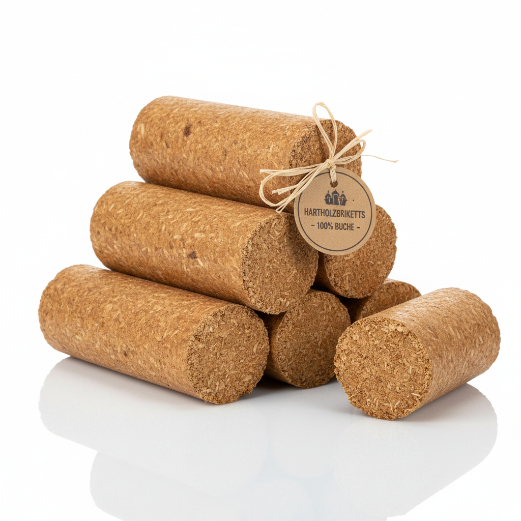 Hartholzbriketts Buche - Naturbrennstoff aus Buchenholz
