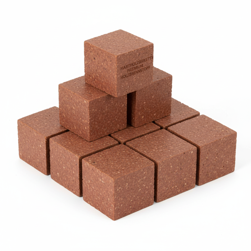 Hartholzbriketts Quadratisch Rot - Lange Brenndauer